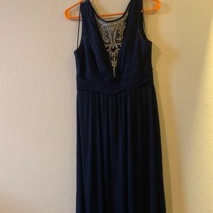 Floor length navy bridesmaid dress